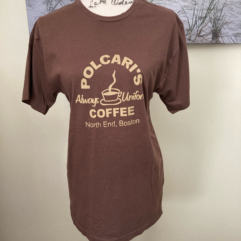 T-shirt from Polcari’s Coffee Boston North End, brown, size medium
